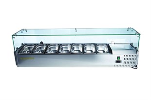 Ndustrio Cam Kapaklı Soğutmalı Set Üstü Saladbar  GN 1/4 7 Küvetli TTR-150-GC